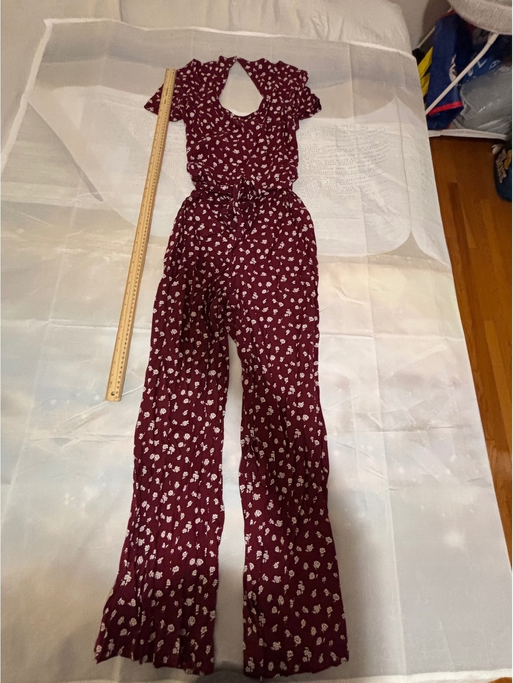 Hollister burgundy floral jumpsuit CLOTHING00111